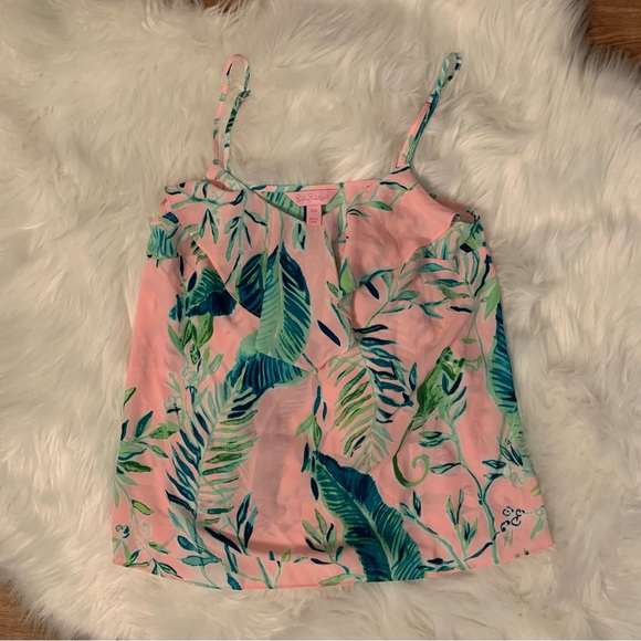 Lilly Pulitzer Karmen Cami Coral Reef Tint Chimpoiserie XXS - Picture 2 of 10